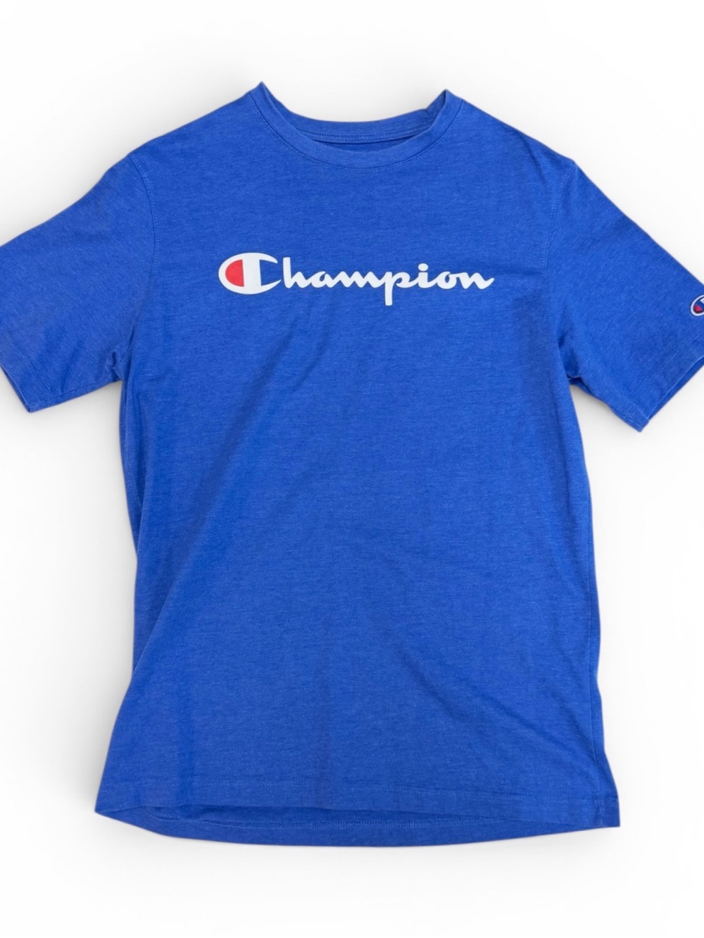 Champion Royal Blue Script Logo Short Sleeve Tee